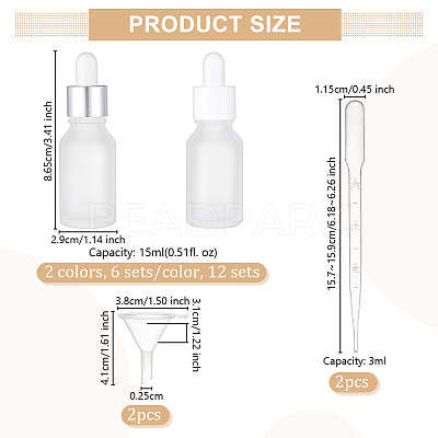 12 Sets 2 Styles Glass Dropper Bottles MRMJ-OC0003-96-1