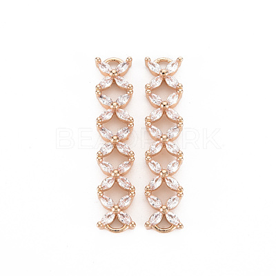 Rack Plating Brass Micro Pave Clear Cubic Zirconia Links Connectors KK-T060-36-RS-1
