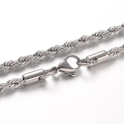 Tarnish Resistant 304 Stainless Steel Rope Chain Necklaces NJEW-F195-05G-P-1
