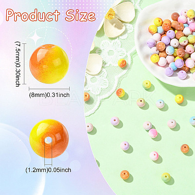 100Pcs Two-tone Opaque Spray Painted Glass Beads GLAA-CJ0002-94-1