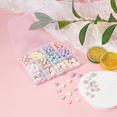 333Pcs 12 Style Spray Painted Acrylic Beads MACR-YW0001-52-1
