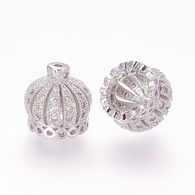 Brass Micro Pave Cubic Zirconia Beads ZIRC-G091-70P-1