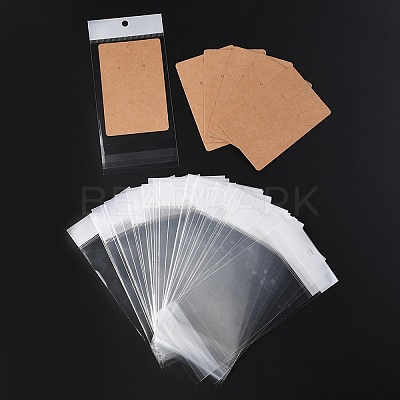 100Pcs Rectangle Kraft Paper One Pair Earring Display Cards with Hanging Hole CDIS-YW0001-02A-1