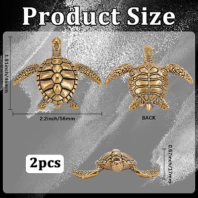 2Pcs Brass Turtle Display Decorations AJEW-SP0004-98-1