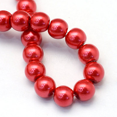 Baking Paint Pearlized Glass Pearl Round Bead Strands HY-Q330-8mm-74-1