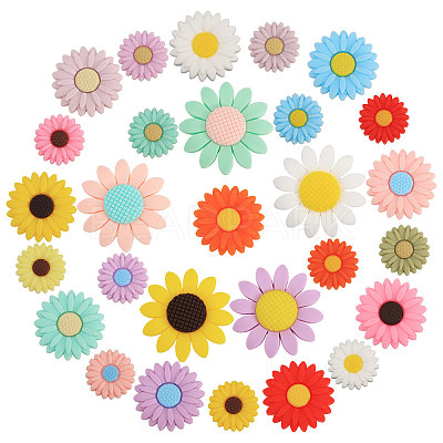 28Pcs 28 Styles Sunflower Daisy
Silicone Beads SIL-CA0003-13-1