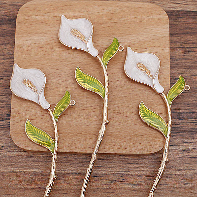 Alloy Enamel Flower Hair Sticks OHAR-PW0006-25D-1