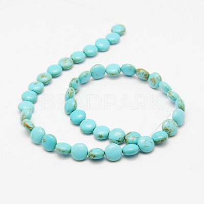 Flat Round Synthetic Turquoise Beads Strands LS-TURQ-I022-10x5mm-05-1