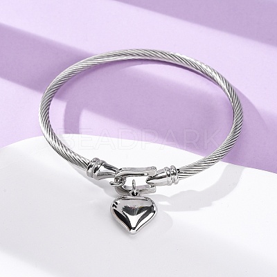 304 Stainless Steel Charm Bangles BJEW-K280-03P-1
