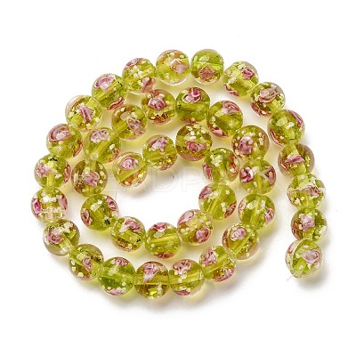 Luminous Handmade Glod Sand Lampwork Beads Strands LAMP-B028-03M-10mm-1