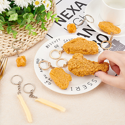 8Pcs 5 Style Imitation Food Keychains KEYC-FG0001-03-1
