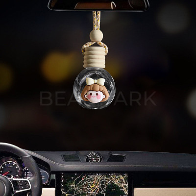 Empty Glass Perfume Bottle Pendants with Wood Cap DJEW-PW0002-02E-1
