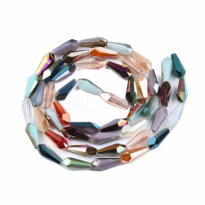 Electroplate Transparent Glass Beads Strands EGLA-S174-28-1
