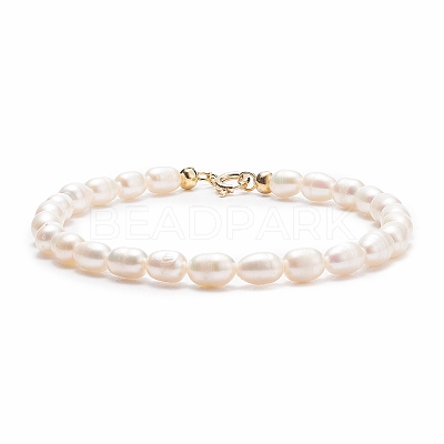 Grade A Natural Pearl Beaded Bracelets with Brass Spring Ring Clasps for Women X-BJEW-JB08037-1
