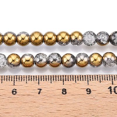 Electroplated Crackle Glass Beads Strands X-EGLA-N014-6mm-04-1