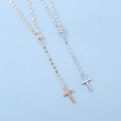 Alloy Crystal Rhinestone Cross Pendant Y Necklaces for Women WGC3C95-01-1