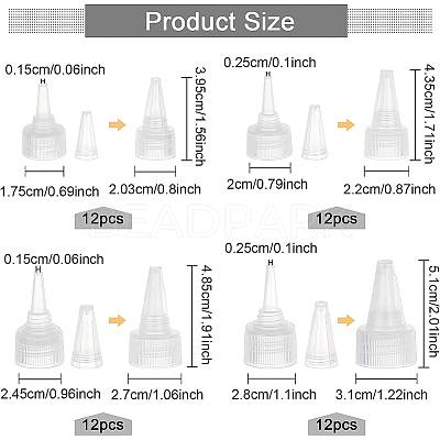 48Pcs 4 Style PP Plastic Bottle Replacement Caps KY-BC0001-24-1