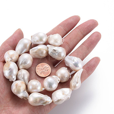 Natural Baroque Pearl Keshi Pearl Beads Strands PEAR-S019-04B-1