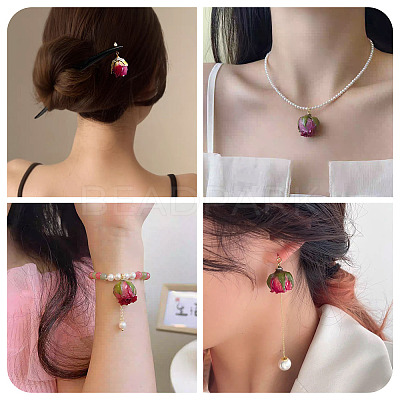 10Pcs Preserved Rose Pendants KY-TA0001-59B-1