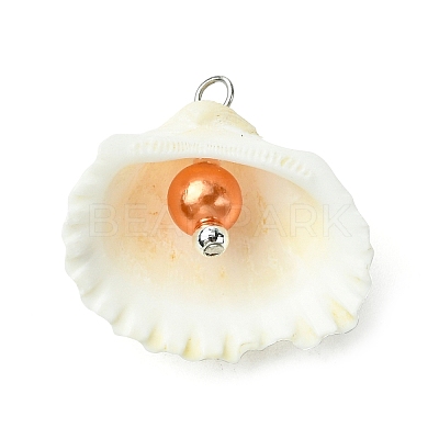 Natural Shell & Imitation Pearl Pendants PALLOY-JF03376-02-1