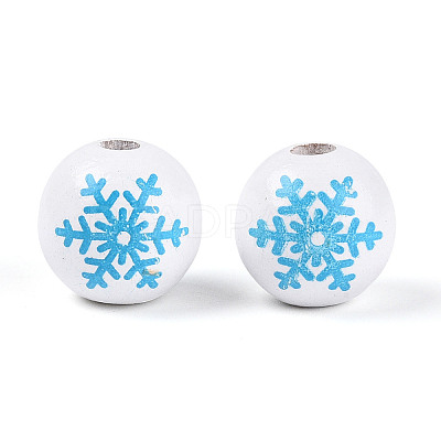 Christmas Spray Painted Schima Wood Beads WOOD-T032-35G-1