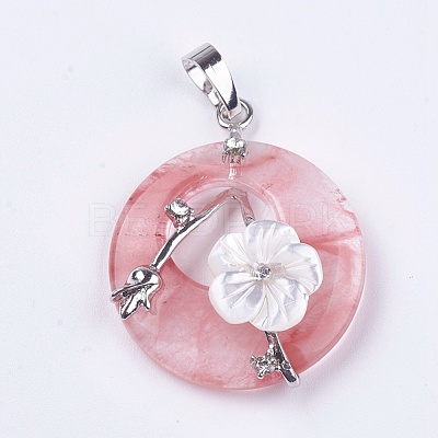 Watermelon Stone Glass Pendants G-F546-A02-1