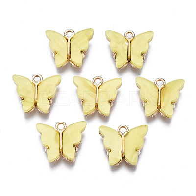 Alloy Acrylic Pendants ENAM-R136-01D-1