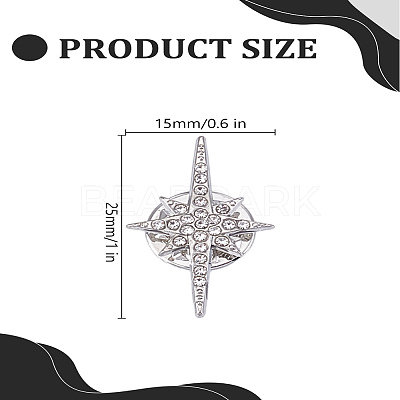 1Pc Star Alloy Rhinestone Lapel Pins JEWB-LP0004-17-1