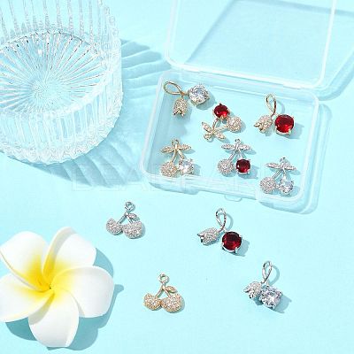 10Pcs 10 Styles Brass Micro Pave Cubic Zirconia Pendants KK-FS0001-80-1