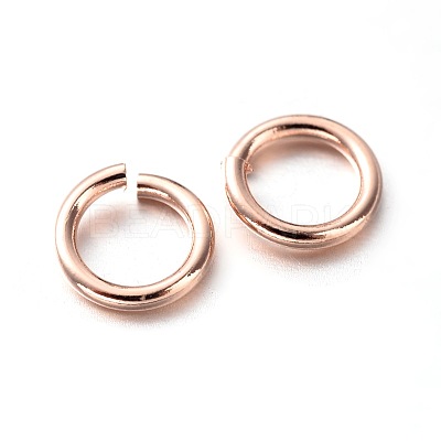 Eco-Friendly PVD Vacuum Plating & Long-Lasting Plated Brass Open Jump Rings KK-E663-7mm-RG-1