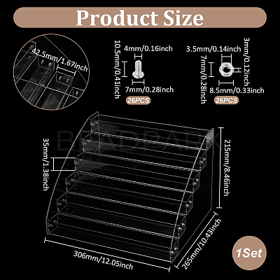 Transparent Acrylic 6 Layers Nail Polish Display Rack ODIS-UN0001-22C-1