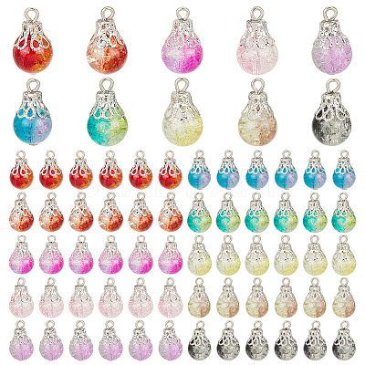 100Pcs 10 Color Crackle Glass Charms PALLOY-AB00224-1