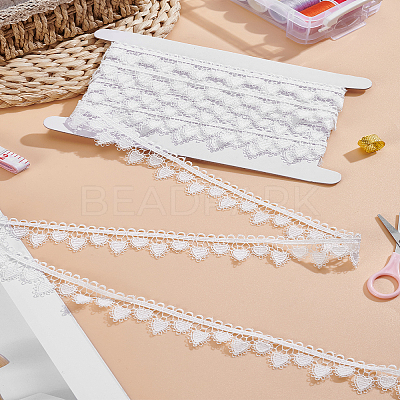 5 Yards Polyester Embroidery Heart Lace Trim OCOR-LP0004-50B-1
