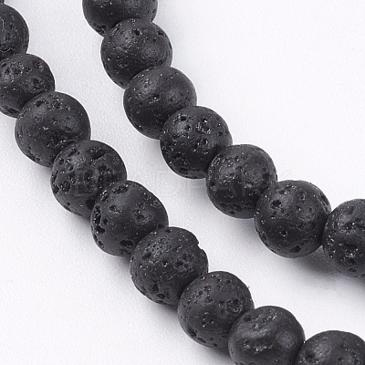 Natural Lava Rock Stone Bead Strands X-G-R193-18-4mm-1