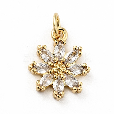 Rack Plating Brass Micro Pave Cubic Zirconia Charms ZIRC-F129-34E-G-1