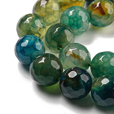 Faceted Natural Dragon Veins Agate Beads Strands G-F447-12mm-P04-1