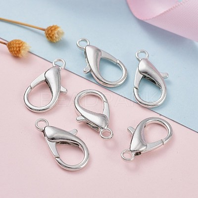 Platinum Plated Zinc Alloy Lobster Claw Clasps X-E107-P-NF-1