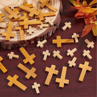 100Pcs 2 Styles Wood Pendants WOOD-SC0001-43-1