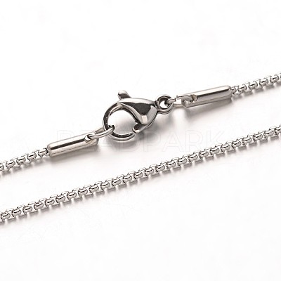 304 Stainless Steel Box Chain Necklaces NJEW-M124-10-1