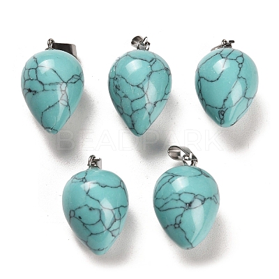 Synthetic Turquoise Dyed Pendants G-M424-02P-01-1