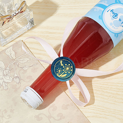 Brass Wax Seal Stamps with Wood Handle AJEW-WH0412-0142-1