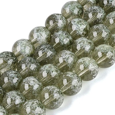 Transparent Half Spray Painted Glass Beads Strands GLAA-Q110-02A-05-1