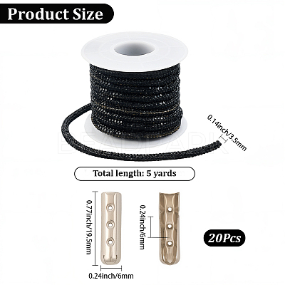 5 Yards Rhinestone Synthetic Rubber Cords OCOR-SP0001-33C-1