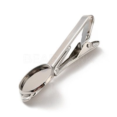 Brass Tie Bar Clips Tie Pins with Blank Cabochon Settings KK-A159-01P-1