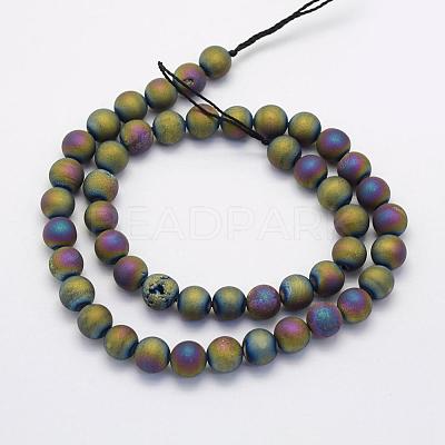 Electroplate Natural Druzy Agate Beads Strands G-G708-10mm-07-1