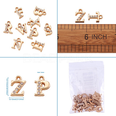 Alloy Rhinestone Charms ALRI-T008-01G-1