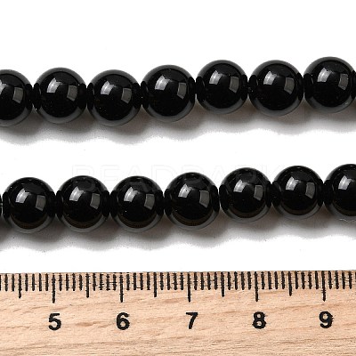Natural Black Obsidian Beads Strands G-L632-A01-8mm-1