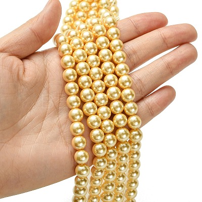 Eco-Friendly Glass Pearl Beads Strands HY-A008-8mm-RB072-1