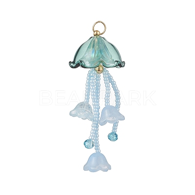 Glass Seed Beaded Jellyfish Big Pendants X-PALLOY-MZ01166-04-1