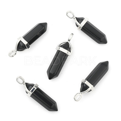 Natural Black Obsidian Double Terminated Pointed Pendants X-G-F295-04K-1